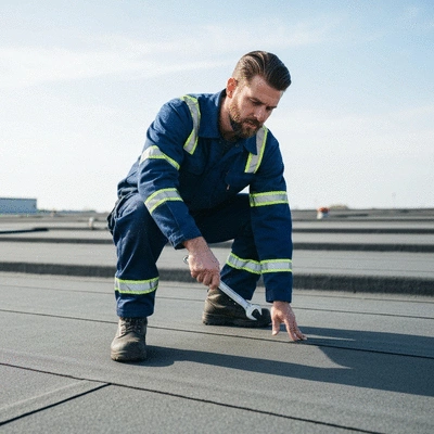 User maintaining a commercial roof