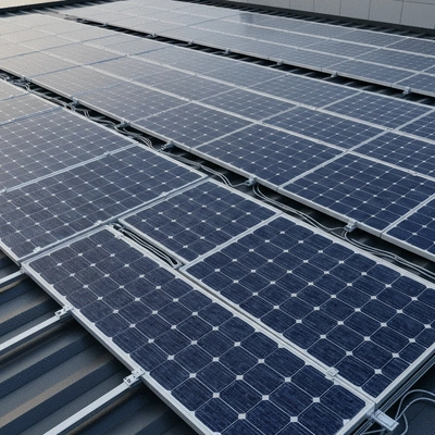 Solar panel installation on commercial roof