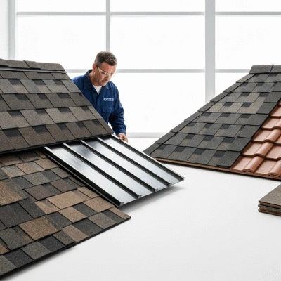 User selecting commercial roofing materials