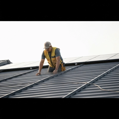 User inspecting a commercial roof