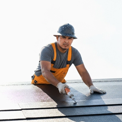Professional applying protective coating on a roof