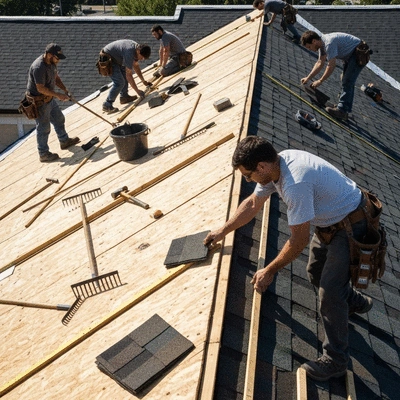 Commercial roof installation process visual