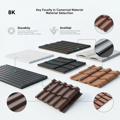 Visual representation of key factors in commercial roofing material selection